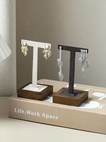 1pc Walnut Wood Earring Display Rack, Jewelry Storage Organizer & Photo Prop For Women Storage Organizer Travel Essentials Back To School Dormitory Storage Fall Decor