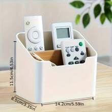 High-Quality Bamboo & PP Multi-Function Storage Organizer Box With 2 Compartments – Perfect For TV Remotes, AC Controls, Cosmetics, And Desk Organization – Compact Design For Home Or Office Use, Small Storage Bo,School Supplies,Back To School