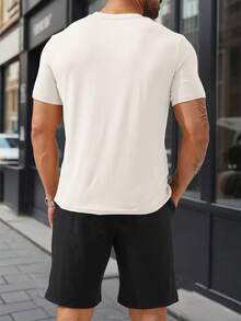 Bộ 2 món nam thiết kế riêng, mùa hè/thu, áo phông trắng và quần short đen, kiểu dáng thoải mái, rộng rãi. Tải ảnh, logo (ảnh bạn đời/thú cưng, ảnh nhóm), nhập nội dung (tên, khẩu hiệu, lời chúc phúc), phù hợp cho hoạt động xây dựng đội nhóm công ty, tiệc Halloween, thích hợp làm quà tặng cho bạn trai, gia đình, bạn bè vào các dịp sinh nhật, ngày lễ, ngày lễ tình nhân, kỷ niệm. - trắng - Xem 8