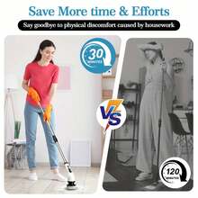 Electric Rotary Floor Scrubber, Cordless Bathroom Tub Cleaning Brush With Long Handle And 6 Replaceable Cleaning Brush Heads, 50 Minute Run Time, Bathtub And Floor Tile 360 Powerful Floor Scrubber, 2 Speeds With Adjustable And Removable Handle For Bathroom, Kitchen And Car,Halloween Gifts - màu xanh lá - Xem 2
