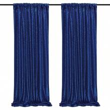 2Pcs 2Ft X 8Ft Navy Blue Sequin Backdrop Curtain - Events & Photography - Navy Blue - View 2