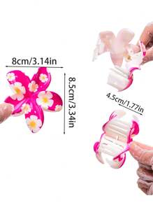 1pc Tropical Print Bohemian ABS Plastic Women Hair Clip, Candy Color Floral Pattern Hair Accessory, Fashionable Vacation Style - Suitable For Photography And Daily Use, Mermaid Tail Hair Claw For All Seasons Fashion Hair Accessories Flower Claw Clips