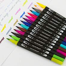 100–168 Colors Dual Tip Brush Marker Pens Set, Medium Point Art Markers For Drawing, Calligraphy, Journaling, Hand Lettering, Washable, Mixed Colors, Suitable For Plastic Surfaces, Versatile For Creative And Professional Use - Multicolor - View 8