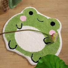 1pc Cute Cartoon Frog Pattern Non-Slip Mat, Super Soft Plush Foot Mat, Suitable For Bathroom, Bedroom, Kitchen, Living Room, Doorway, Home Decoration Carpet Bathroom Kitchen Decor - Multicolor - View 3