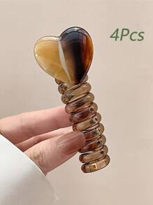 1 Peça/4 Peças/1 Conjunto Conjunto Fofo de Grampos de Cabelo Trança de Bolha - Grampos de Cabelo com Formato de Coração e Cordão de Telefone para Meninas, Adolescentes, Mulheres | Dia dos Namorados, Encontros, Festa, Acessórios Escolares