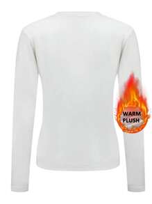 1 件女式保暖羊毛健身上衣，瑜伽和跑步速干长袖运动紧身裤，冬季