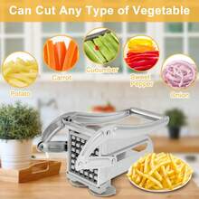 French Fry Knife Stainless Steel Potato Slicer 36/46 Hole Blade Quick Cut Potato Slices Manual Food Slicer Multifunctional Vegetable And Fruit Slicer (For Potato And Onion) Kitchen Tool, Holiday Gift - Silver - View 6