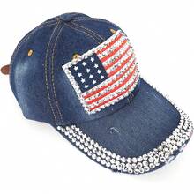 S.American Flag Baseball Cap Sparkle Rhinestone USA Flag Deim Hip Hop Hat - 1c - View 7
