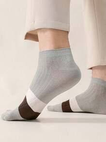 5 Paar Herren einfache gestreifte Farbblock Kurzsocken, Lässig bequeme modische vielseitig geeignet für den täglichen Gebrauch