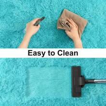Soft Fluffy Shag Throw Area Rug, 2x4 Black, Non-Slip Bedroom, Hallways, Bedside, Dorm, Living Room - Long Shaggy Rug - 水鴨藍 - 查看 3