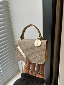 女士迷你链条手提包单肩斜挎包口红包 - 金色 - 查看 10