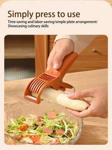 1pc Stainless Steel Manual Vegetable & Fruit Slicer - Multi-Functional Kitchen Manual Tool, Suitable For Cucumber, Banana, Onion, Salad, Chili, Slices Quickly And Evenly, Dishwasher Friendly