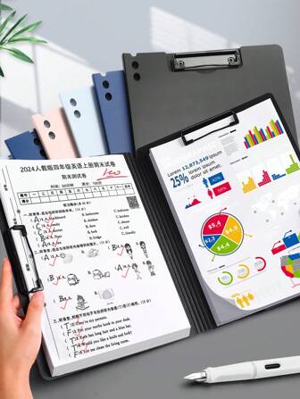1 件 A4 文件夹剪贴板、多功能横向书写板、文件夹、存储夹，适用于文书工作、合同、考试、商务和学生使用、返校、学校用品