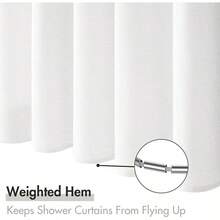Shower Curtain With 12 Metal Hooks Modern Heavy Duty Washable Beige Fabric Shower Curtain Set Waterproof Neutral Thick Cloth Shower Curtains For Bathroom Bathtub Washable, W72*L72, Cream-Lzy - White - View 5