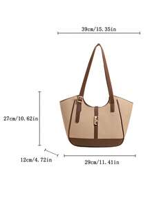 Women's Casual Canvas Splicing Zipper Shoulder Bag With Large Capacity For Everyday Use Handbags - Brown - View 9