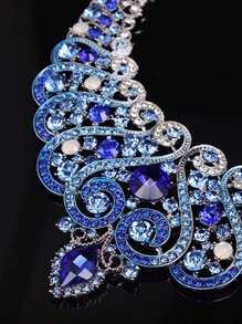 Set de 3 piezas de collar con colgante de cristal y aretes de moda, accesorios para vestir en fiestas, eventos y días festivos