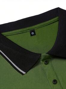 GRDR Men's Casual Solid Color Short Sleeve POLO Shirt, Summer - Olive Green - View 5