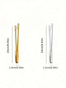 2 件套不锈钢餐钳套装，防锈防刮，有金色和银色可选，户外食物夹适用于烧烤、沙拉、水果、甜点，多功能厨房用具