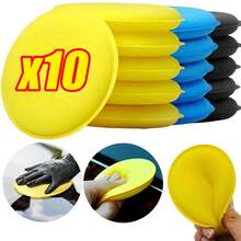 Esponja redonda de espuma para cera de coche, almohadillas aplicadoras de alta densidad, esponja de limpieza, herramienta de limpieza de detalles de coche, 10 Uds. - 10 unidades azules - Ver 1