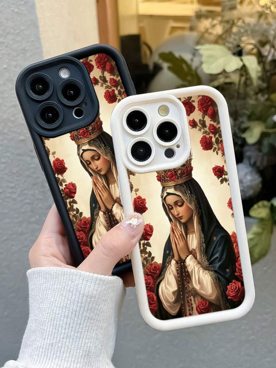 Virgin Mary Pattern Mobile Phone Case Design For IPhone 11, 12, 13, 14, 15, 16, Pro Max, Pro Plus Series Protection Protective - White - View 1