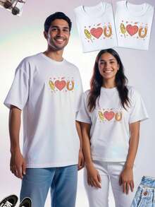 Playera para parejas DOS PIEZAS , Hombre y mujer, Camisa, Playera, hermanos, parejas, elote - Blanco - Ver 1