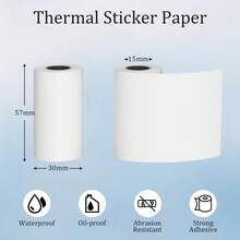 57毫米迷你不干胶打印纸透明热敏纸兼容X5 C9 A31用于备忘录日记本便签图像地址条码