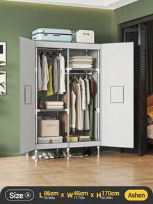 1pc New Portable Wardrobe Closet, Magnetic Double Door, Modern Minimalist Design, Steel Pipe Frame Structure, Reinforced Tube (19mm) Durable, Interior Hanging Rail & Multi-Layer Storage Shelves For Clothes And Daily Items, Suitable For Home, Bedroom, Apartment, Rental - Multicolor - View 13