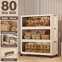 Hộp lưu trữ nhiều lớp có thể gấp lại 5/4/3/2/1, Tủ lưu trữ quần áo phòng ngủ hai cửa, Kệ gấp sách & đồ ăn nhẹ phòng khách kiểu kem - Nhiều màu - Xem 41