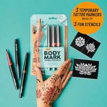 Marcador de tatuaje temporal BIC BodyMark, estilo Henna, colores surtidos, paquete de 3 unidades, Vine