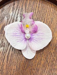 1 pieza Horquilla con flor, mariposa y orquídea simulada, ideal para sesiones de fotos, decoración de fiestas en la playa, elegante y hermoso regalo del Día de San Valentín, pasadores de pelo, accesorios para el cabello, pinzas para el cabello, artículos escolares