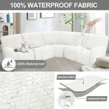 Waterproof Reclining Sectional Couch Covers For Reclining Sectional Stretch L Shaped Recliner Sofa Cover Washable Pet Dog Corner Sofa Slipcovers Protector 5 Seat And 1 Console White - White - View 4