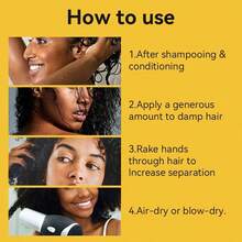 1 Bottle Black Castor Oil Curling Cream With Argan Oil Curl Enhancer Moisturizing & Frizz Control Leave-In Conditioning Cream Hydrating Define & Smooth For Any Curl Type - Yellow - View 4