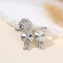 1 pieza Broche de perro con piedras de colores de aleación de zinc brillante y creativo, pasador de solapa minimalista y de moda para traje/abrigo, mochila unisex para la escuela