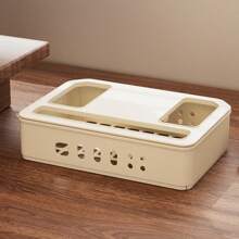 1pc Large Capacity Multi-Hole Cord Management Storage Box, Minimalist Style Available In Multiple Colors, Multi-Slot Design Helps Organize Tangled Cables, Suitable For Daily Desk Organization