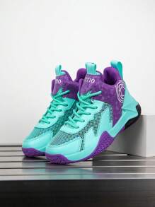 1 Pair Children's Outdoor Basketball Shoes, Casual Sneakers, Non-Slip, Comfortable, Fashion, Breathable Mesh