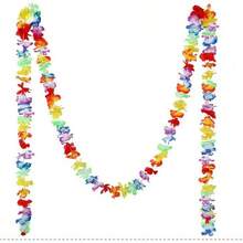 3pcs-Colorful Luau Tropical Flower Garland Flowers And Leaves Banner Garland Party Decoration Hawaiian Tropical Party Supplies, Luau Decoration Hawaiian Flower Border/Luau Party Garland/Luau Party Garland/Luau Decoration