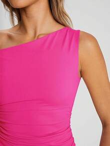 Queen Womens Summer Shoulder Tops Going Out T Shirts Crop Tank Top Fashion Clothes Spring Outfits 2025 Halloween Christmas New Year - Màu hồng tươi sáng - Xem 5