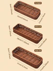 1pc Imitation Rattan Storage Basket, 3 Sizes Creative Portable Household Spoon Fork Knife Storage Container Suitable For Knives, Forks, Spoons, Tableware, Makeup Tools, Office Stationery, Tool Desktop Storage, Tableware Drainage Storage Box, Household Tableware Storage Box, Kitchen Accessories.