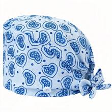 1 pieza Gorra ajustable de mujer con patrón de corazón y floral, talla única, absorbe el sudor con banda elástica, adecuada para salón de belleza, veterinaria, médico, enfermera, trabajador de saneamiento