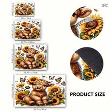 1pc Pastoral Highland Cattle Pattern Tableware Absorbent Pad, Daily Decoration, Quick Drying Anti-Slip Protective Pad, Suitable For Washing Machines, Dryers, Dishwashers. - Multicolor - View 4