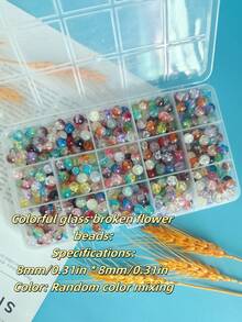 100 piezas/200 piezas de cuentas de vidrio brillante de 8mm de estilo minimalista y elegante en colores aleatorios, suministros para manualidades de joyería DIY como collares, pulseras y aretes - Cuentas florales de 8 mm - Ver 20