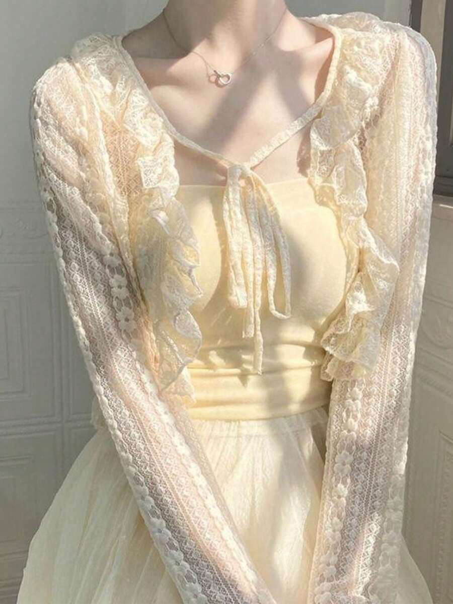 1 chiếc áo khoác mỏng nhẹ mùa hè dành cho nữ, áo choàng dệt kim màu trắng để che tay áo khi mặc cùng váy. - Nhiều màu - Xem 1