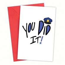 1PC Police Officer Graduation Certificate Card With Envelope, Police Theme Card, Police Academy Graduation Card, Police Promotion Card, Police Wishing Card, "You Did It! Congratulations" Design, Graduation Party Supplies - Multicolor - View 18