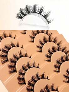 Asiteo 7 Pairs D Curl Luxurious Fluffy Volume Dramatic Messy Faux Mink False Lashes Reusable, Soft, Comfortable Strip Lashes, Lashes, Eyelashes, Fake Lashes - 俄羅斯假睫毛 - 查看 3