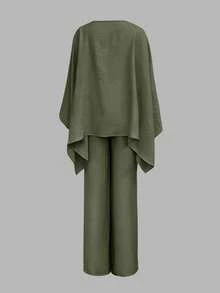 Damen Urlaubs-Lässig-Elegantes Falten-Taille Fledermaus-Ärmel locker sitzender Anzug