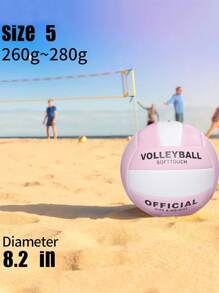 1pc Super Soft Official Size 5 Volleyball, Suitable For Outdoor/Indoor/Pool/Gym Training, High-Quality Volleyball Equipment, Durable & Stable, Waterproof For Beach Games & Training