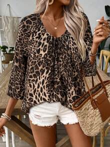 KeKe Bloomly Women's Fashionable Leopard Print Loose Fit Cardigan, Versatile For Commuting, Dating, Party, Beach & Holiday - Coffee Brown - View 3