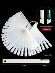 50 de autocolante pentru exersarea unghiilor, bețișoare transparente pentru cartela de culoare a unghiilor cu inele, autocolante pentru unghii în formă de evantai, bețișoare pentru mostre de unghii false, afișaj culori unghii, placă transparentă, pentru prezentarea modelelor de unghii - Multicolor - Vizualizare 17