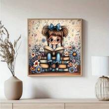 1pc 5D Diamond Painting Kit, [30*30cm/11.8*11.8in] [40*40cm/15.7*15.7in] Reading Girl Pattern, Suitable For Adult Beginners, DIY Mosaic Diamond Art, Full Drill Handmade Diamond Painting, Home Decor Wall Hanging For Living Room, Bedroom, Office, A Surprise Art Gift For Family And Friends