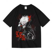 Fashion-Super Fire Anime Bold Party Dangda When Transcendent Boy Costume Cotton Short Sleeve T-Shirt For Men And Women Summer - 黑色 - 查看 1